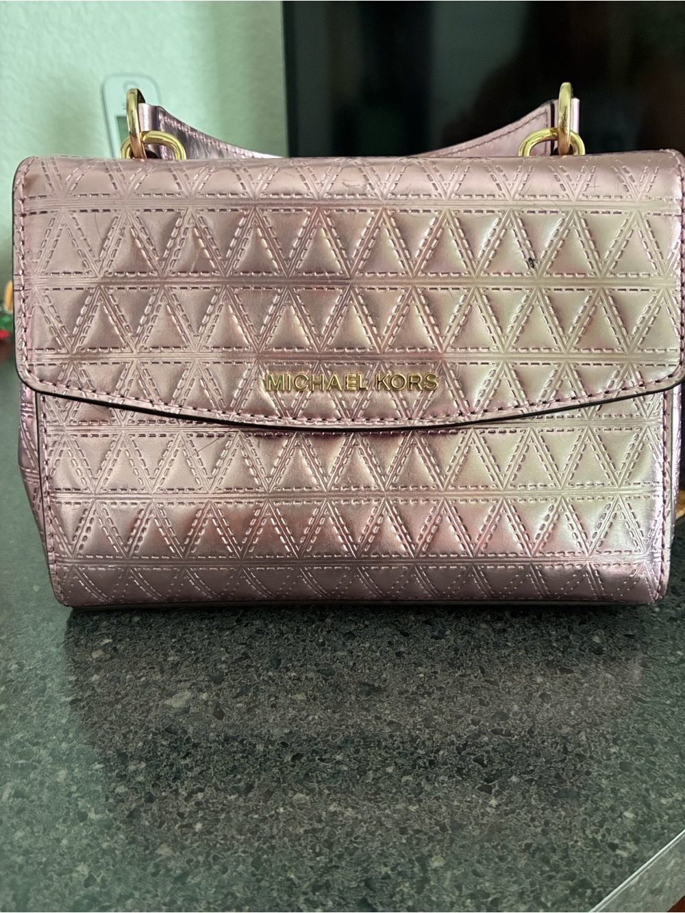 Michael Kors Metallic Rose Quilted Crossbody Bag
